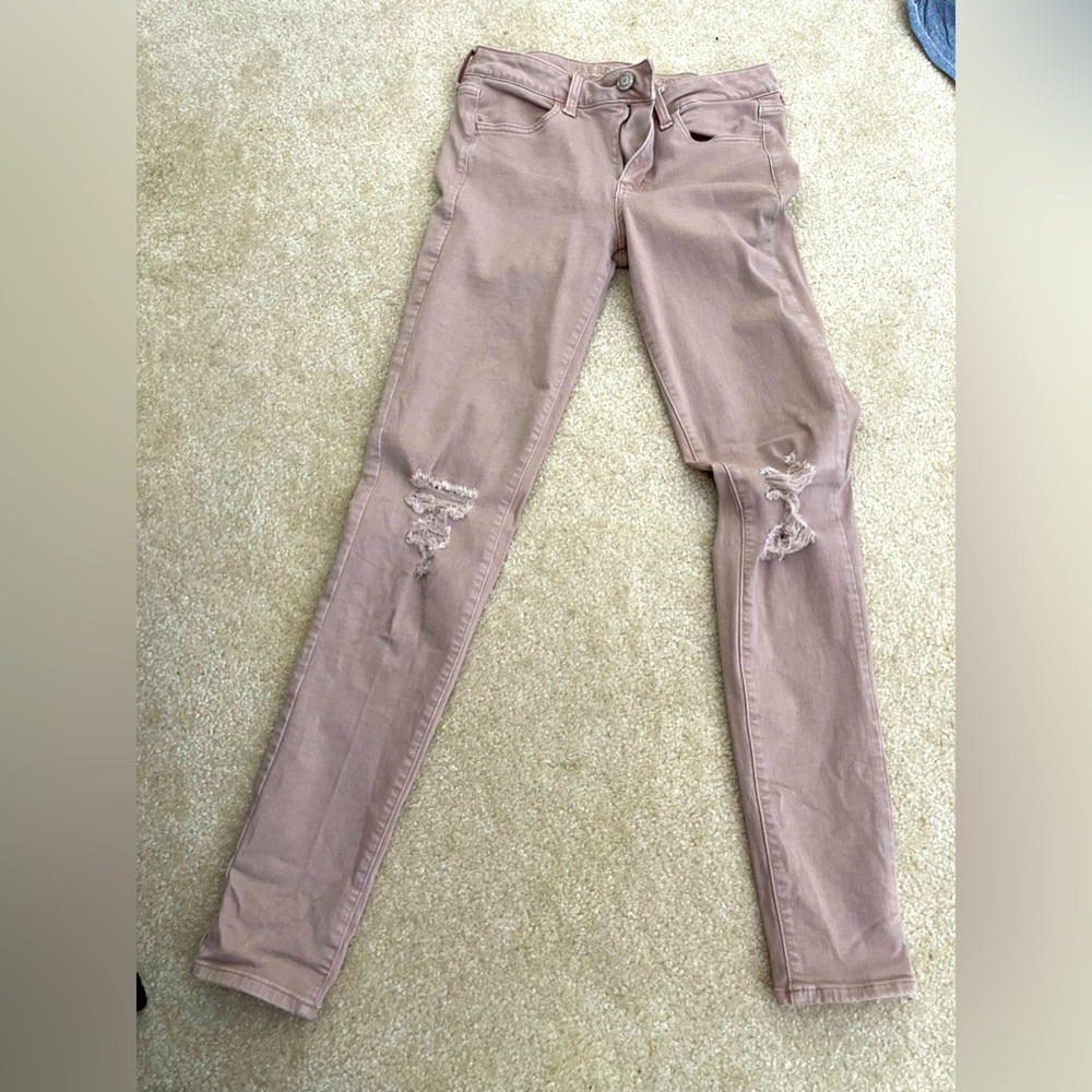 American Eagle 8 extra long blush super stretch denim jegging